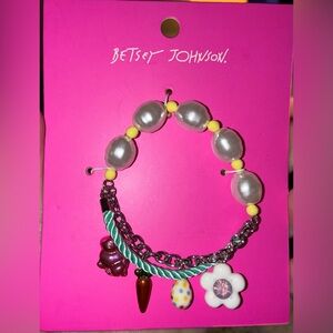 BETSEY JOHNSON Easter Hop to It Multi-Strand Charm Bracelet Pearl-Accented NWT